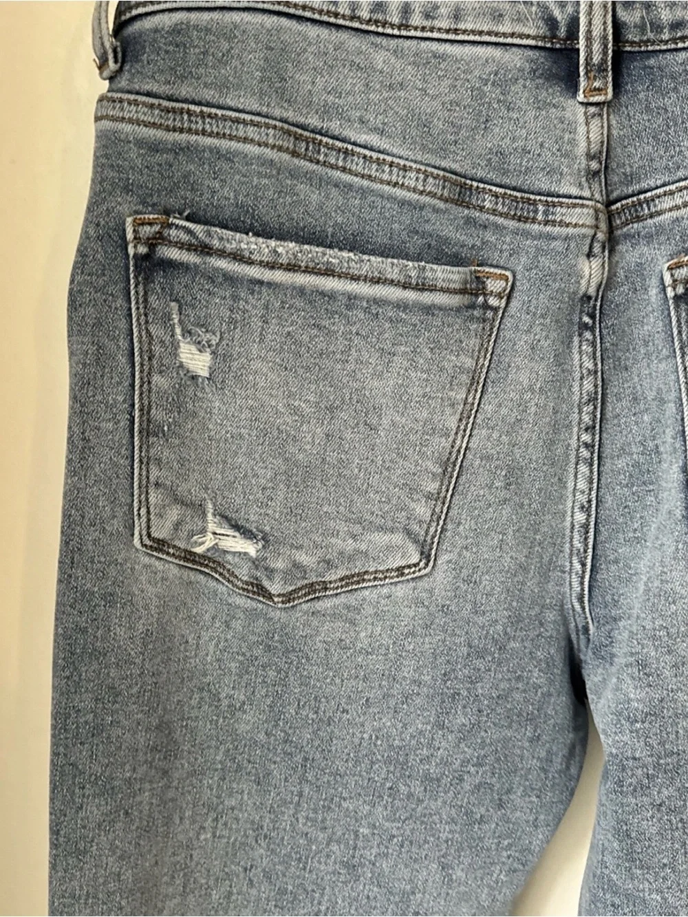 Altar'd State Light Wash Distressed Raw Hem Straight Denim Jeans Sz 30